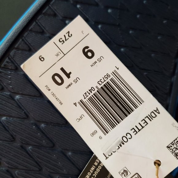 NEW Adidas Men's Adilette Comfort LEGO Slide Dark Blue / White SIZE 9 Women 10 - Picture 2 of 3